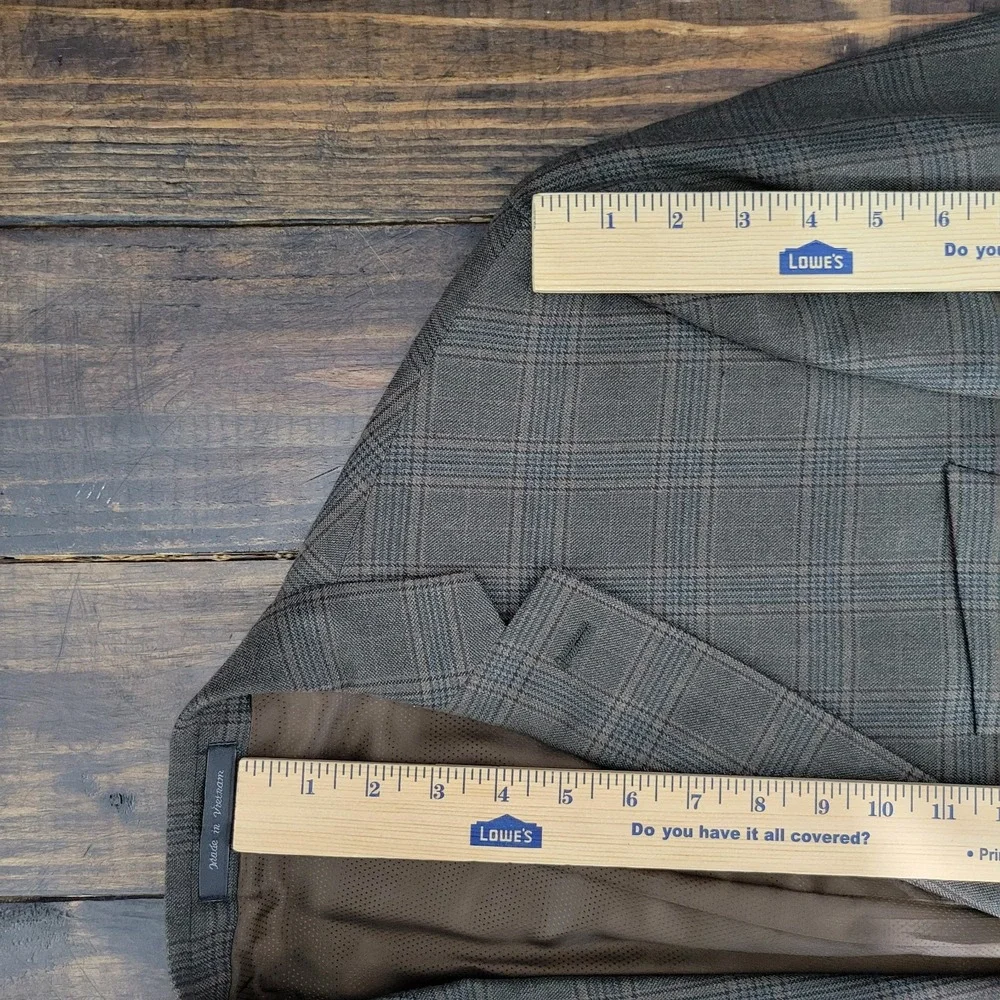 Michael Kors Men's Sport Coat Blazer Two Button Olive Brown Plaid Poly Rayon 48R